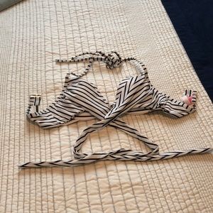 Black and white striped VS bikini top